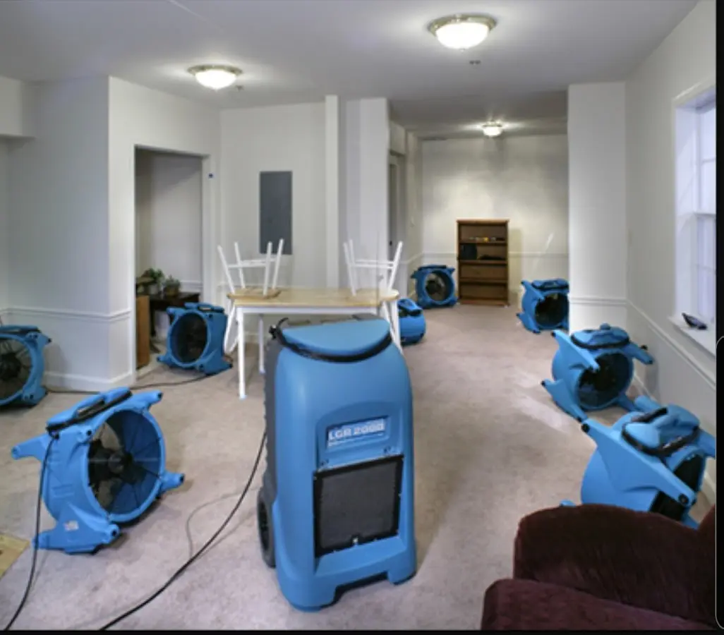 Air movers and dehumidifier setup for Water Extraction & Removal in Archdale